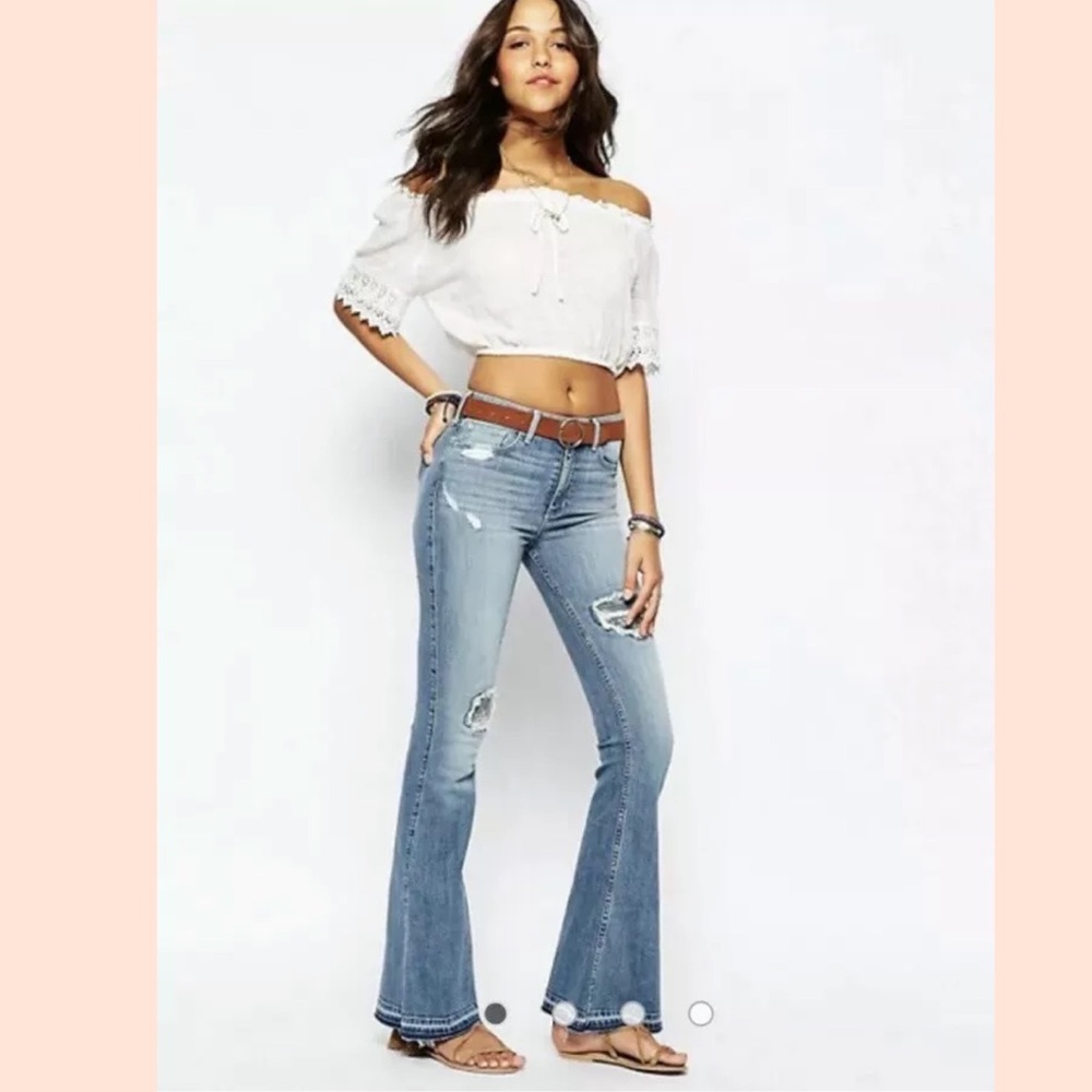 Hollister High Rise Distressed Flare Jeans